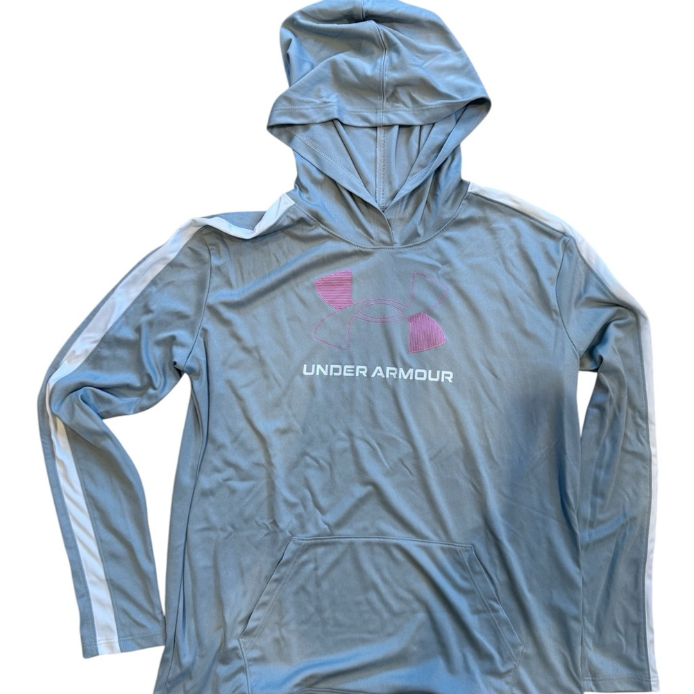 Under Armour Youth Grey/White/Pink Light Weight Hoodie Size Large (L)